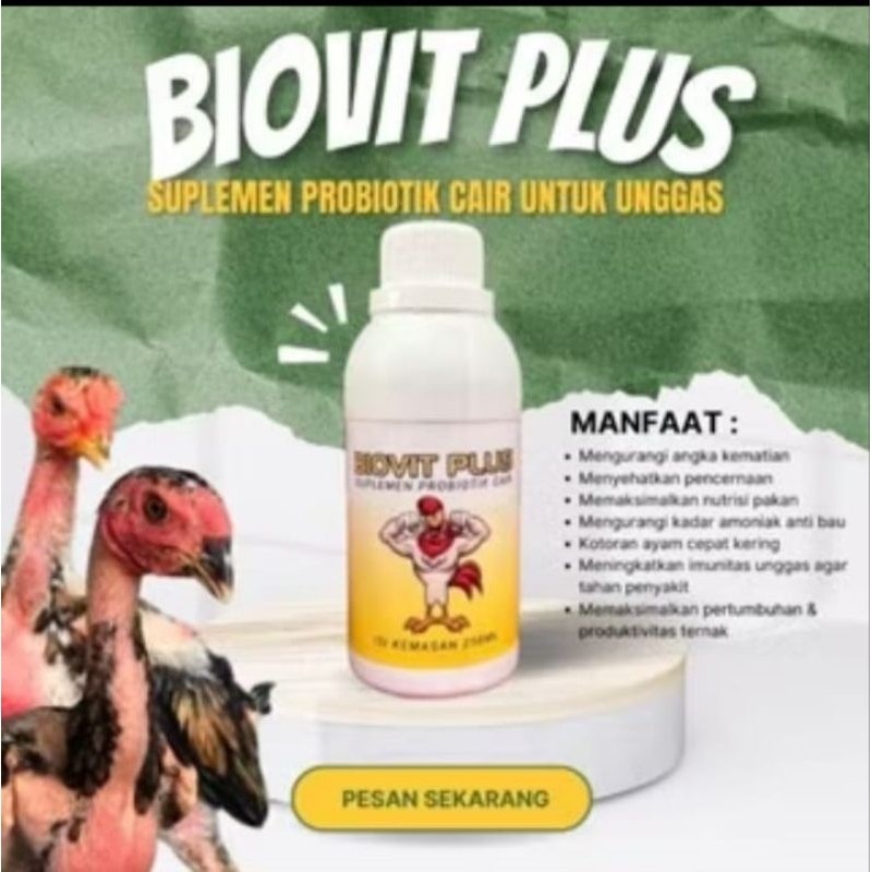 Jamu Ayam Bangkok Mujarab Vitamin Probiotik Cair BIOVIT PLUS 250ML untuk Sehat Nafsu Makan Tinggi