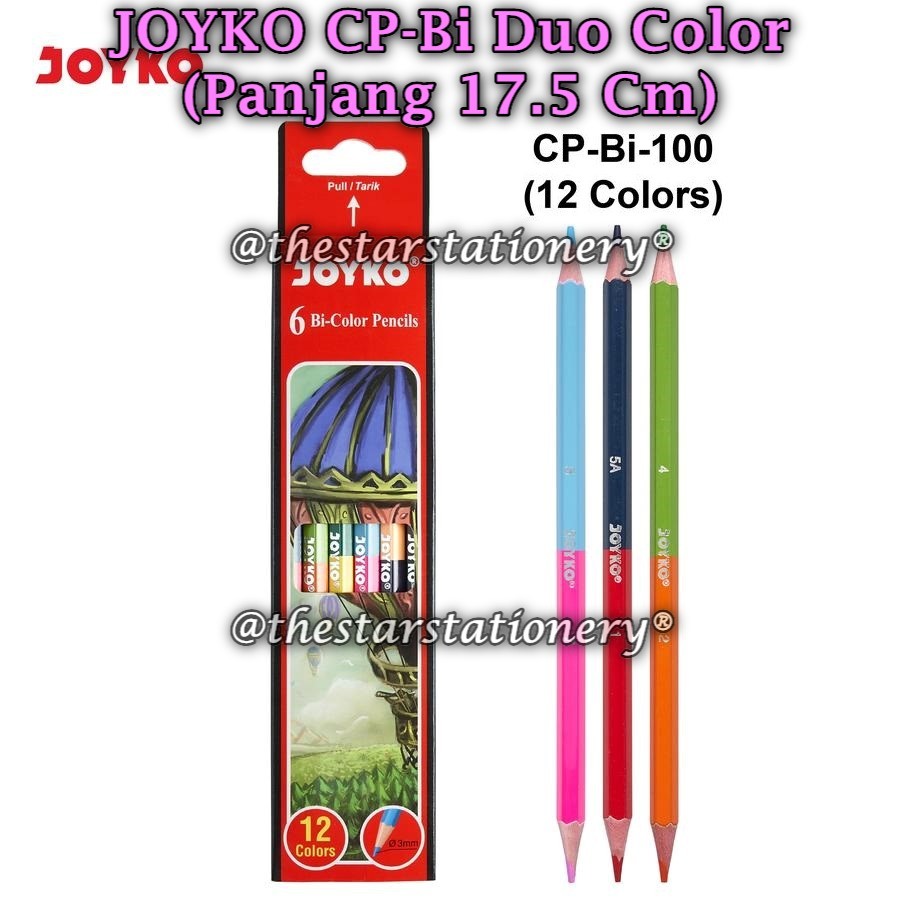 

(1 Set Isi 12 Warna) GROSIR Pensil Warna JOYKO CP-Bi100 12 Warna Duo Warna / Pensil Warna Bi-Color
