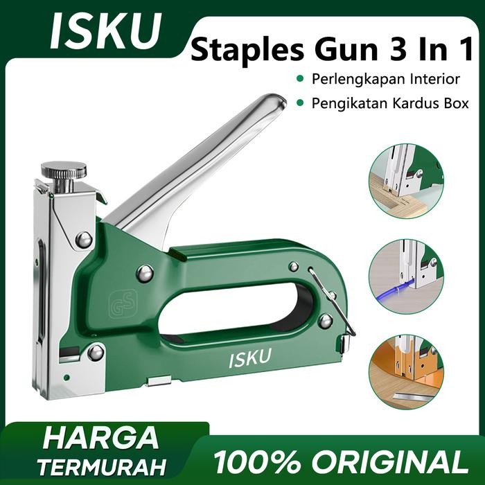 

ISKU Staples Tembak 3 In 1 Tacker Stapler Staples Perekat Powerfull Staples Tembak Alat Stainless - Staples Gun