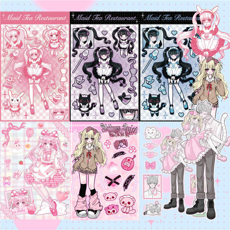 

Original Cute Sweet Maid Anime Series Sticker Scrapbooking DIY Album Decoration Sticker Aesthetic Personalized Kawaii Stationery