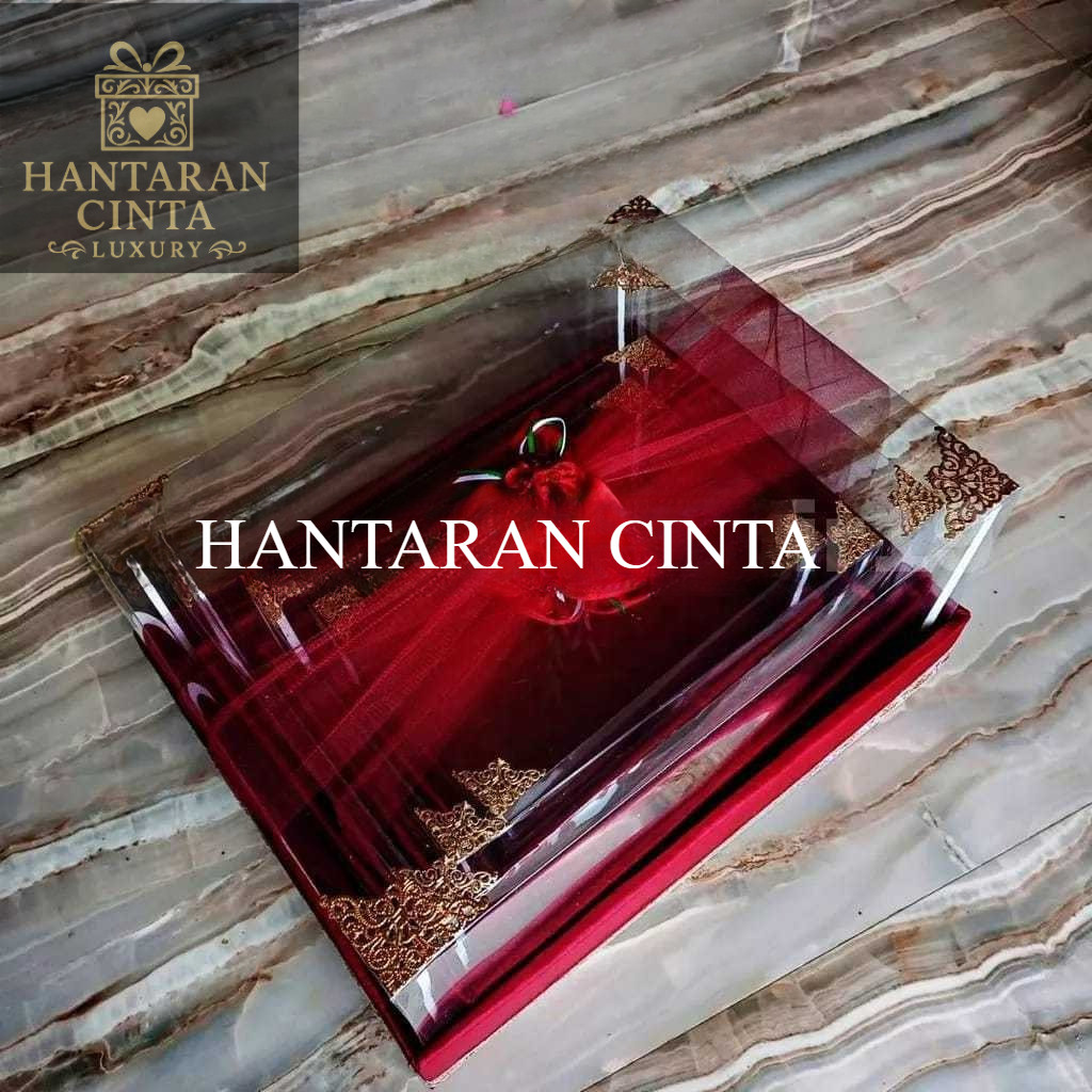 

termurah Kotak Seserahan Pernikahan Set Lengkap ALAS KAYU Isi 4 Box Hantaran Parcel Mika