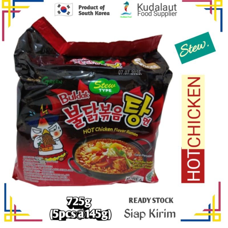 

Mie Samyang Buldak HOT Chicken Ramen; Instant Ramen Ayam Pedas dari Korea; isi 5 bks @145g