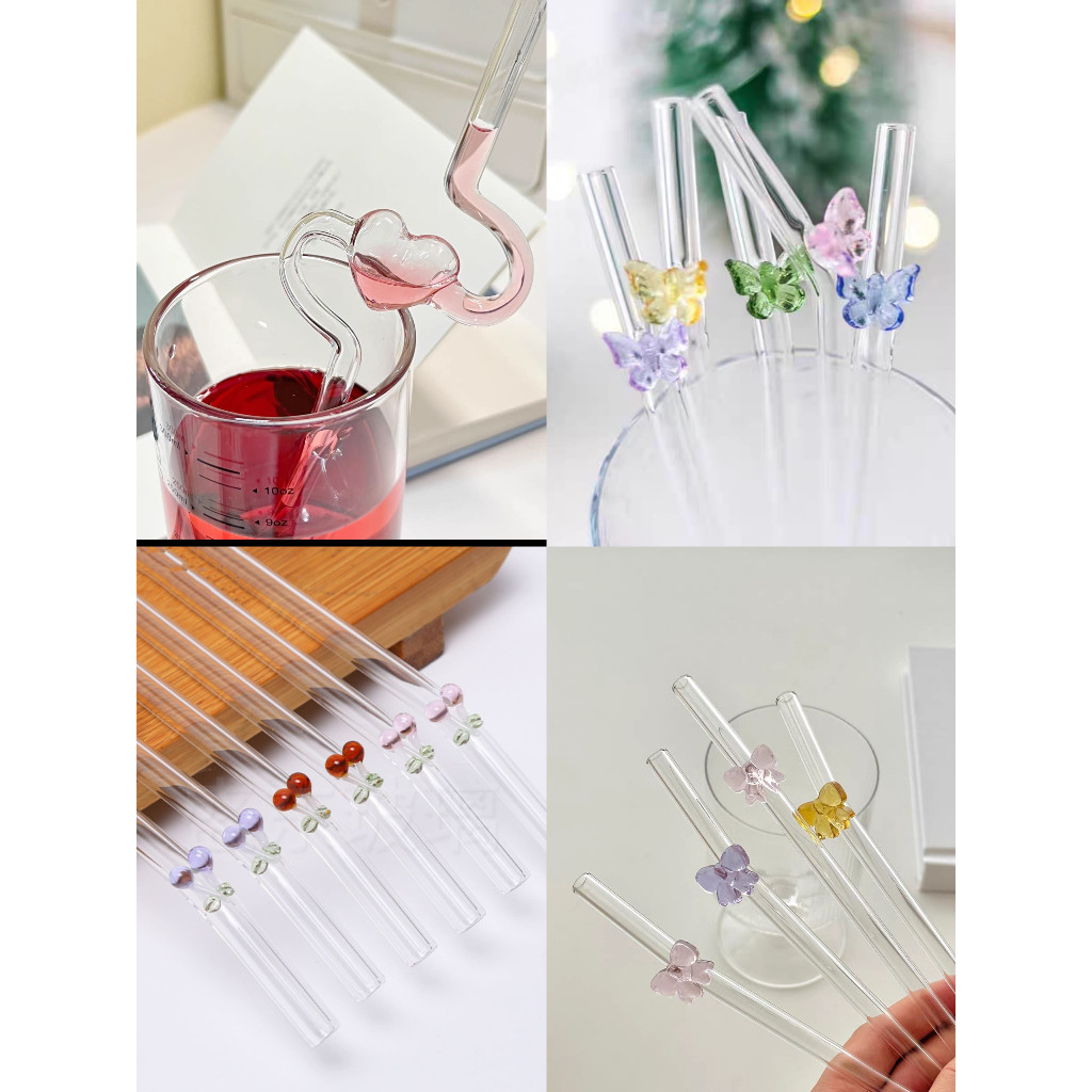 3D GLASS STRAW/Sedotan Kaca Lucu/Sedotan Kaca Motif/Sedotan Kaca Unik/Sedotan Kaca Warna/Sedotan Kac