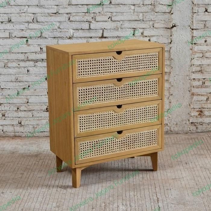 Kabinet Laci Kayu Jati 4 Laci Rotan Modern Nakas Kayu Jati Jumbo