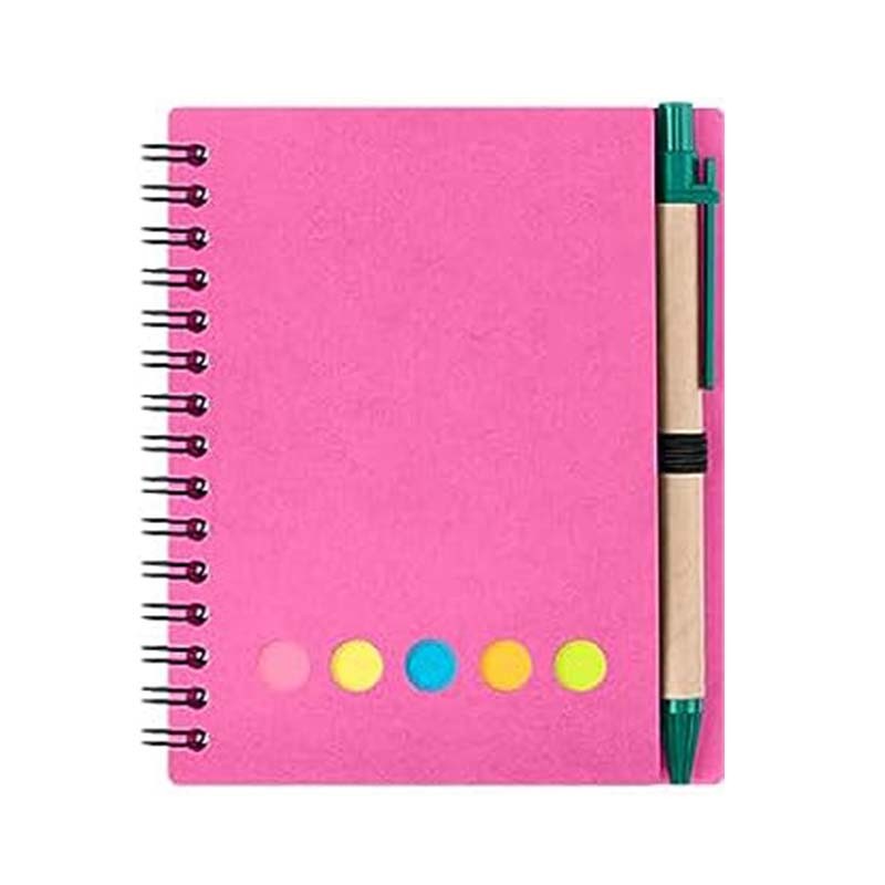 

Kisdo Lined Spiral Notebook Kraft Paper Cover Notepad with Pen In Holder, Sticky Notes and Page Marker, Business Small Notebook