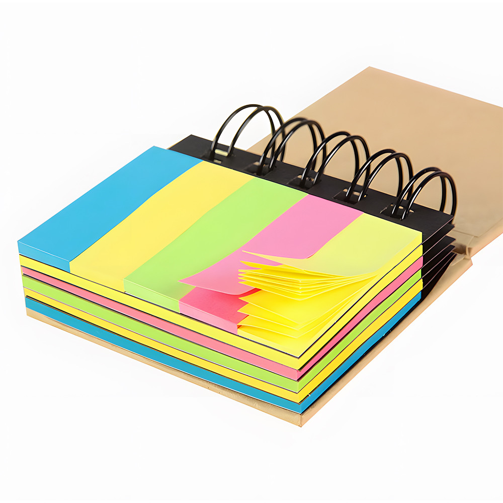 

Craft Paper Sticky Notes Set, Fluorescent Color Index Stickers for Advertising Gift Note Paper Multicolor Memo Pad Stationery