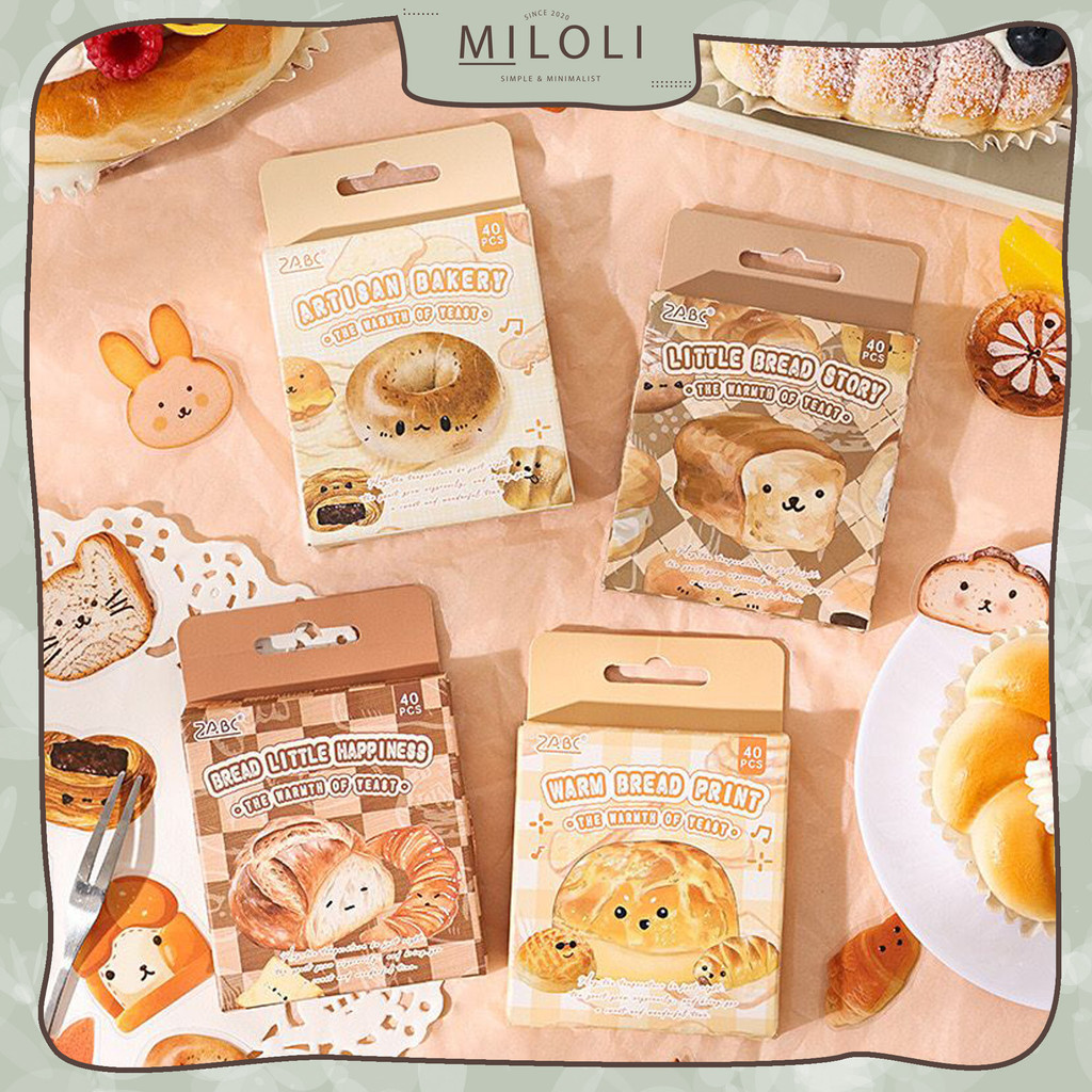 

[MILOLI] 40Pcs BREAD THEME STICKER PET Deco DIY Scrapbook Stiker Jurnal Dekorasi Diary Kotak - B0533