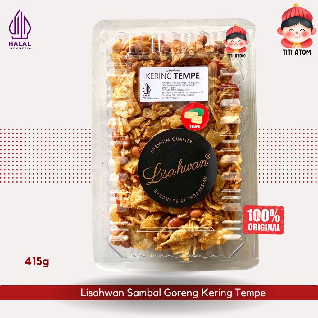 

Lisahwan Sambal Goreng Kering Kentang Tempe Kacang 415g – Camilan Pedas Gurih Premium