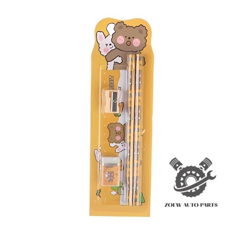 

zoew shop | Pensil set Stationery 1 set. 5 in 1 alat tulis anak motif karakter lucu