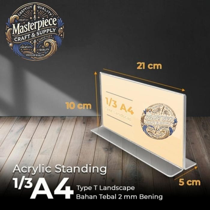 Acrylic Tent Holder / Akrilik Tent Card 1/3 A4 T Landscape 2mm