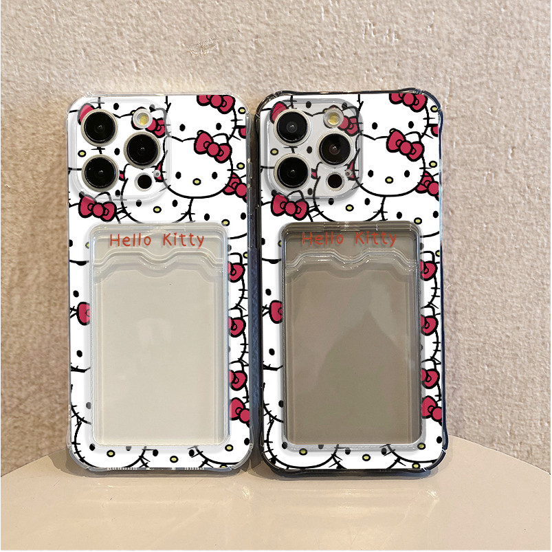 Hello Kitty Phone Case with Personality Charm Phone Case  Anti-Dust Clear Shockproof Card Holder Cov