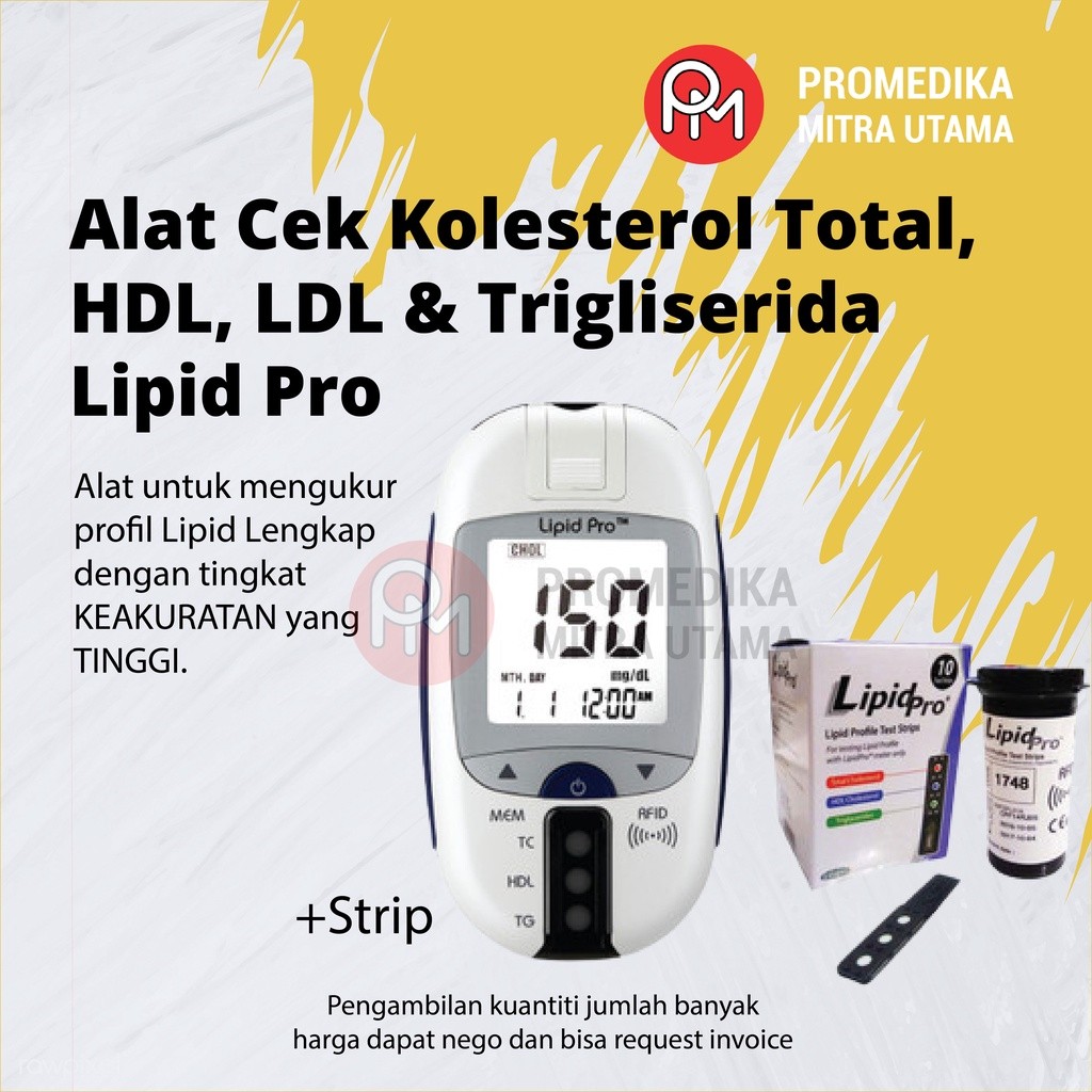 Alat Cek Kolesterol Total, HDL & Trigliserida Lipid Pro + Strip