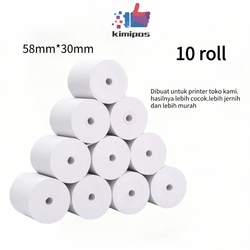 

ROLL KERTAS STRUK THERMAL PAPER ROLL 57x30 58x30 TERMAL EDC THERMAL PRINTER MINI BLUETOOTH 58MM CORELESS