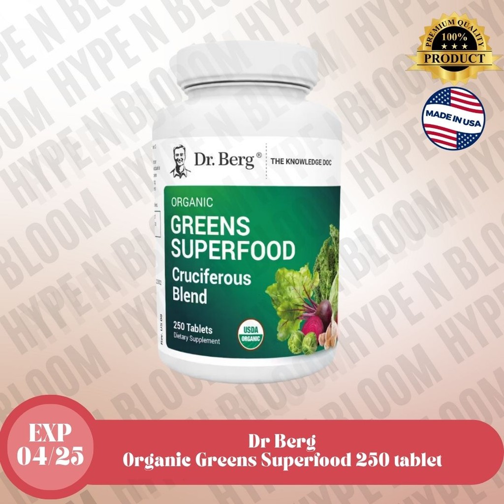 Dr Berg Organic Greens Superfood Cruciferous Blend 250 Tablets vegetable dengan phytonutrient suplem