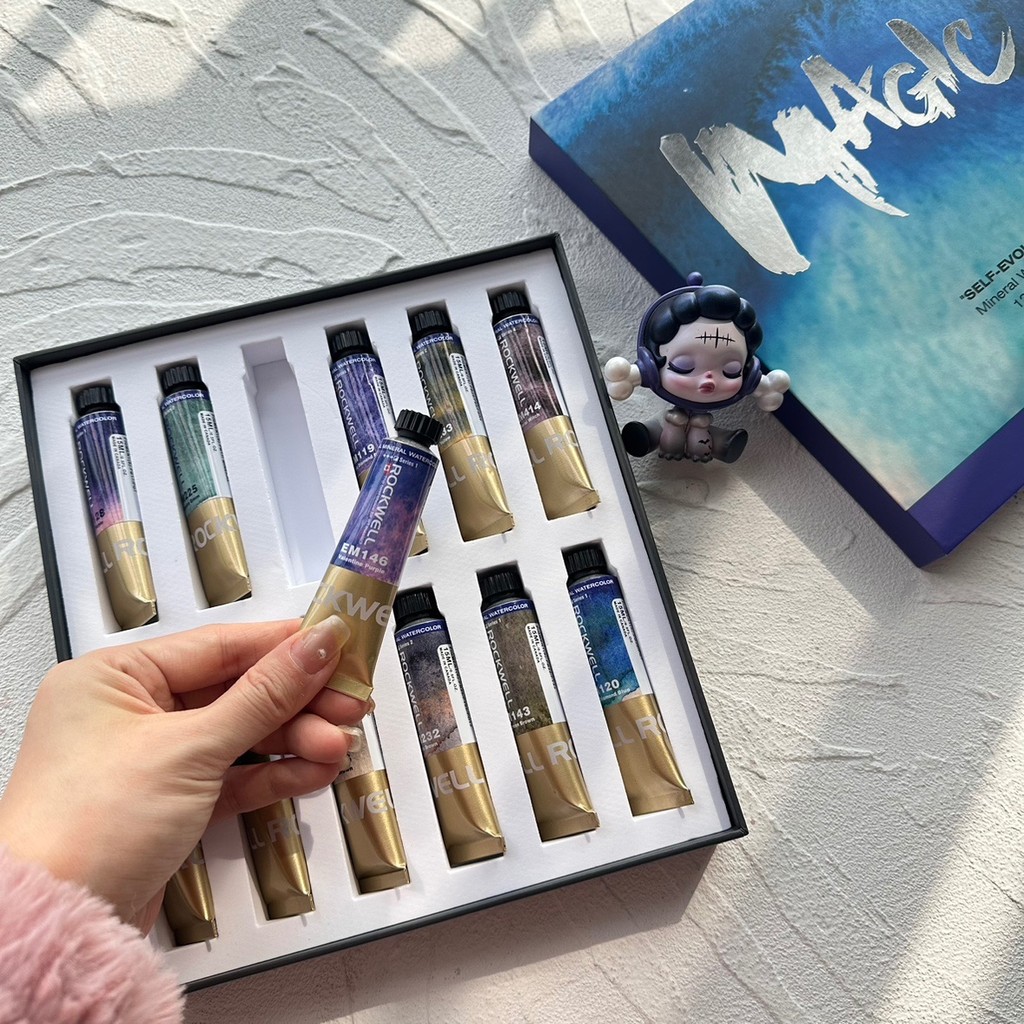 

canada ROCKWELL mineral watercolor pigment 12 color solid travel magic Acuarela artist beginner art supplies student supplies