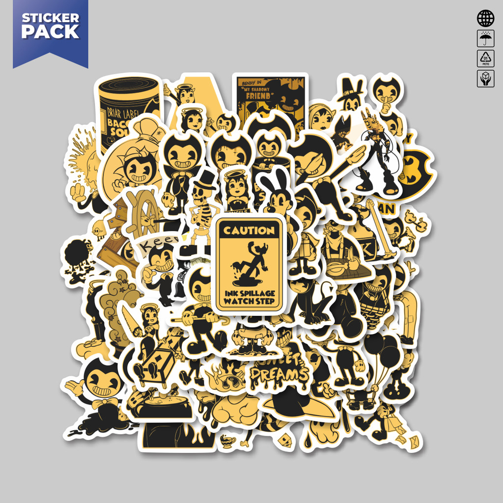 

[100PCS]Stiker Pack Stiker Kartun Bendy and the Ink Machine Stiker Aesthetic Vinyl Anti Air Dekorasi Sticker Laptop Buku Journal Koper Helm Casing HP Gitar Helm Skateboard