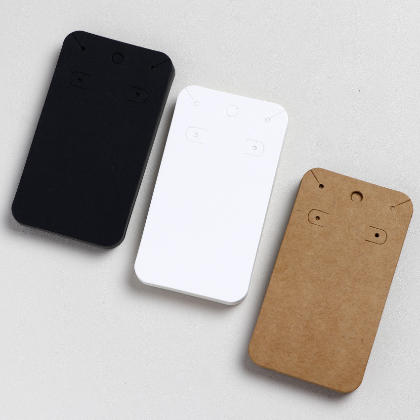 

50PCS 4.8X8.8CM White Black Necklace Holder Hanging Card For Hoop Earrings Blank Display Cardboard DIY Jewelry Package Wholesale