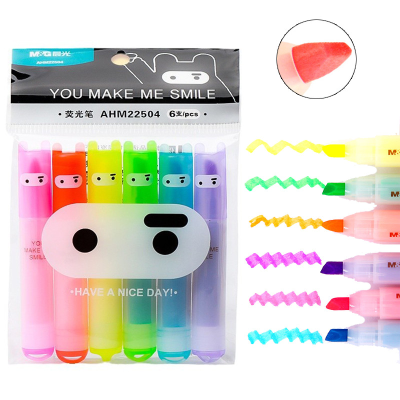 

6color Mini Highlighter Pen Marker Pen Fluorescent Pen Drawing Highlighters Stationery Office School Writing Stationery Supplies
