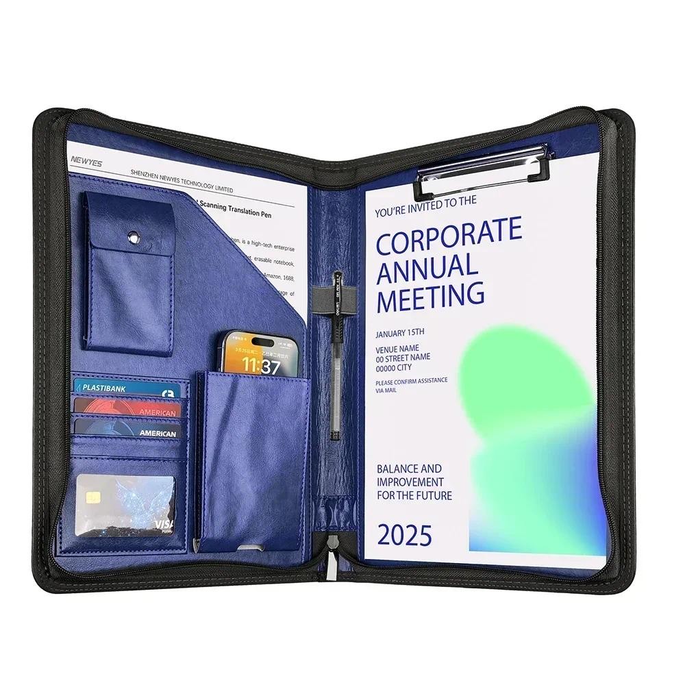 

Zippered Padfolio Organizer Leather Planner Binder 10.2 Inch Portfolio Folder for Documents Letter Size Business Card Holder