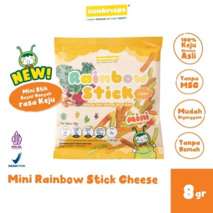 

SUNKRISPS MINI RAINBOW STICK 8g | Stik Pelangi Snack Cemilan Sehat Bayi Anak - Mini Stick Cheese