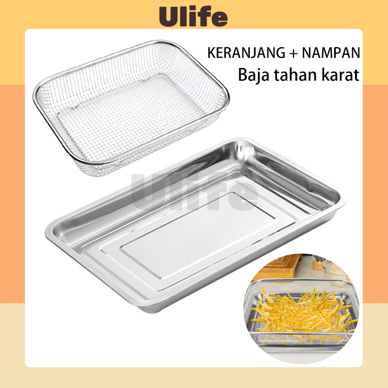 Nampan Saringan Sstainless / Tirisan Minyak / Nampan Wadah Peniris Minyak