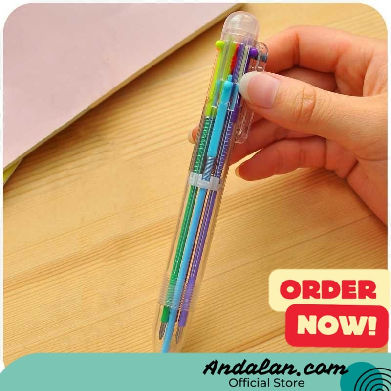 

Pulpen 6in1 Pena Bolpoin Warna-Warni Multi Colored Pen