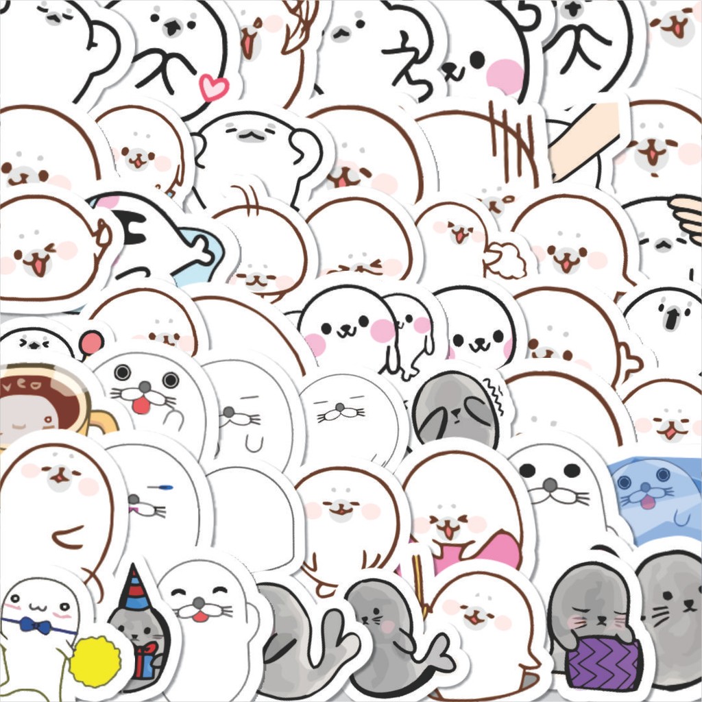 

Stiker Cutting Pack Stiker Hewan Anjing Laut Isi 100Pcs Series Aesthetic Lucu Keren Untuk Koper Bahan Vynil