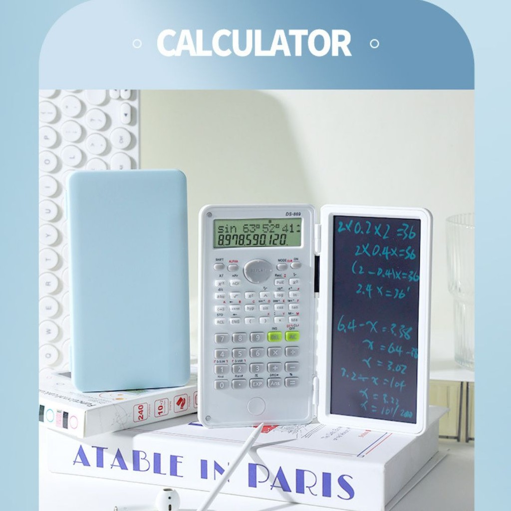 

KALKULATOR HITUNG SCINTIFIC 2 IN 1 DENGAN WRITING PAD LIPAT FREE PENSIL