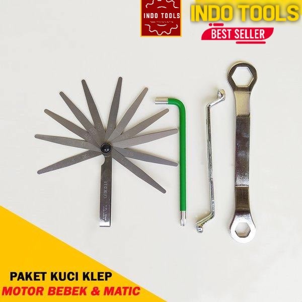 Paket lengkap Kunci Setel Stel Klep Mesin Motor Bebek dan Matik Matic Fuller Gauge Tekiro 13 blade p