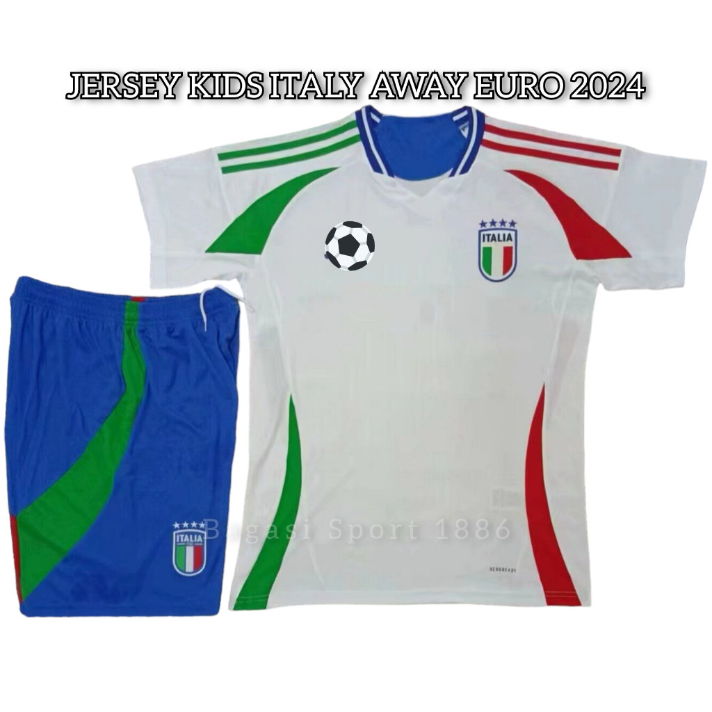 Setelan Jersey Baju Bola Timnas Negara Italia Kids Kid Anak Away Kit Tandang Piala Eropa 2024 2025 N