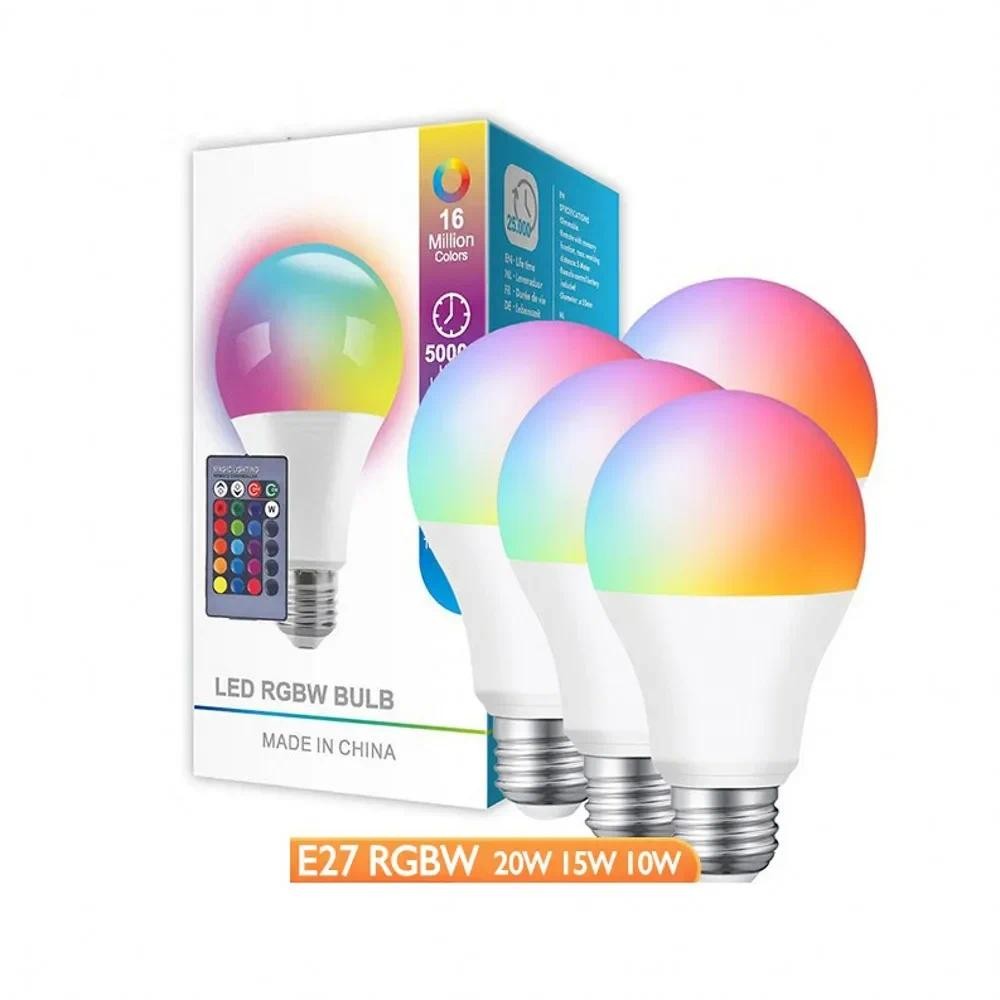 E27 RGB 20W 15W 10W RGBW LED Light LED Bulb Light Lampada Changeable Colorful RGBWW LED Lamp With IR