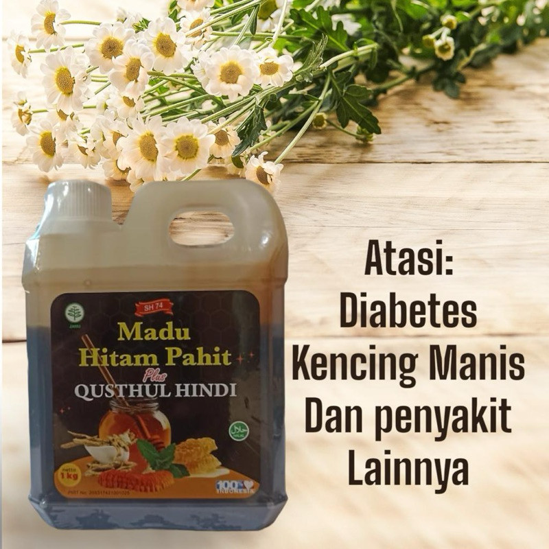 

Best seller Madu Hitam Pahit Ekstrak Gamat 1Kg Lengkap dengan Propolis, Insulin, Habbatusa Oil