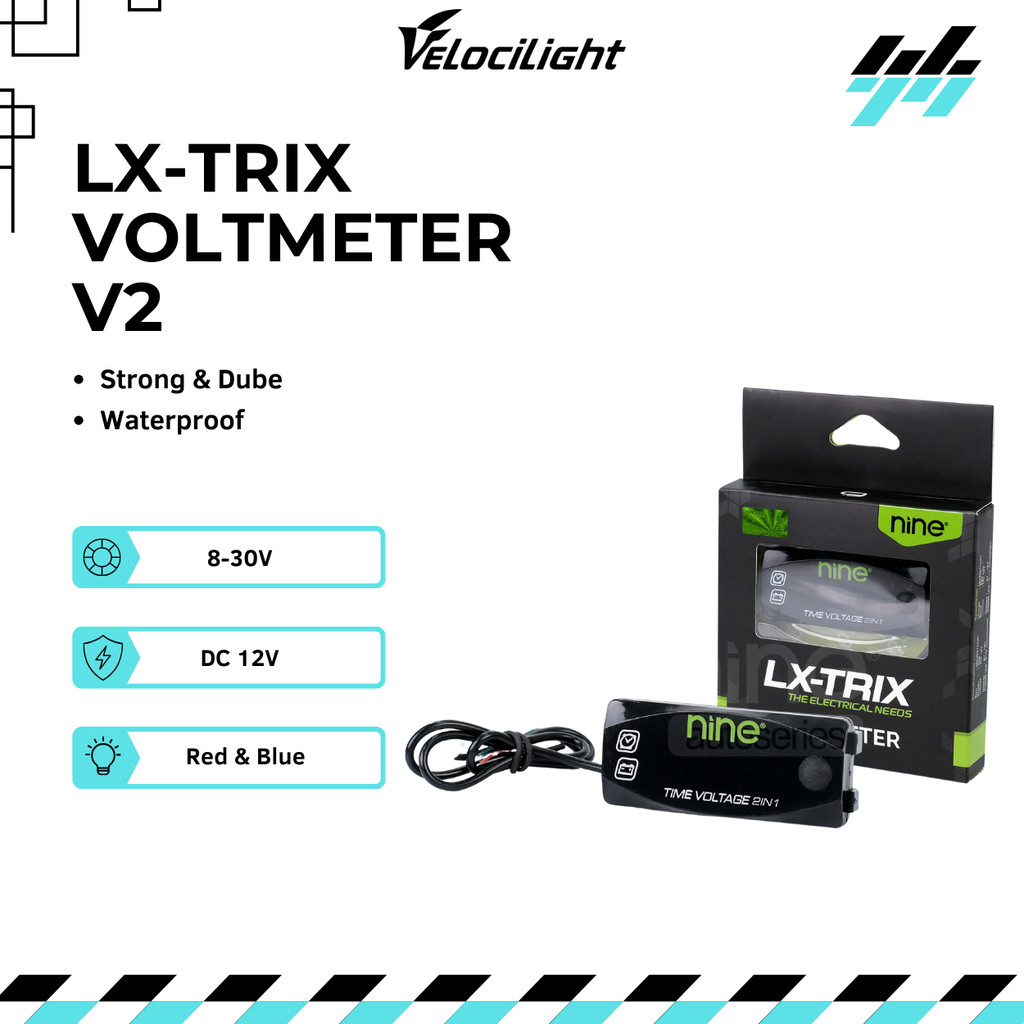 Voltmeter 2 In1 Jam Voltaser Ampere Digital LED Waterproof Universal Motor Mobil V2 - LX-TRIX