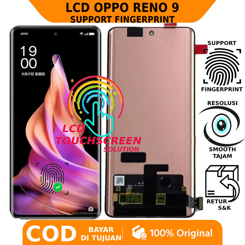 LCD TOUCHSCREEN RENO 9 ORIGINAL SUPPORT FINGERPRINT GARANSI FREE LEM LCD