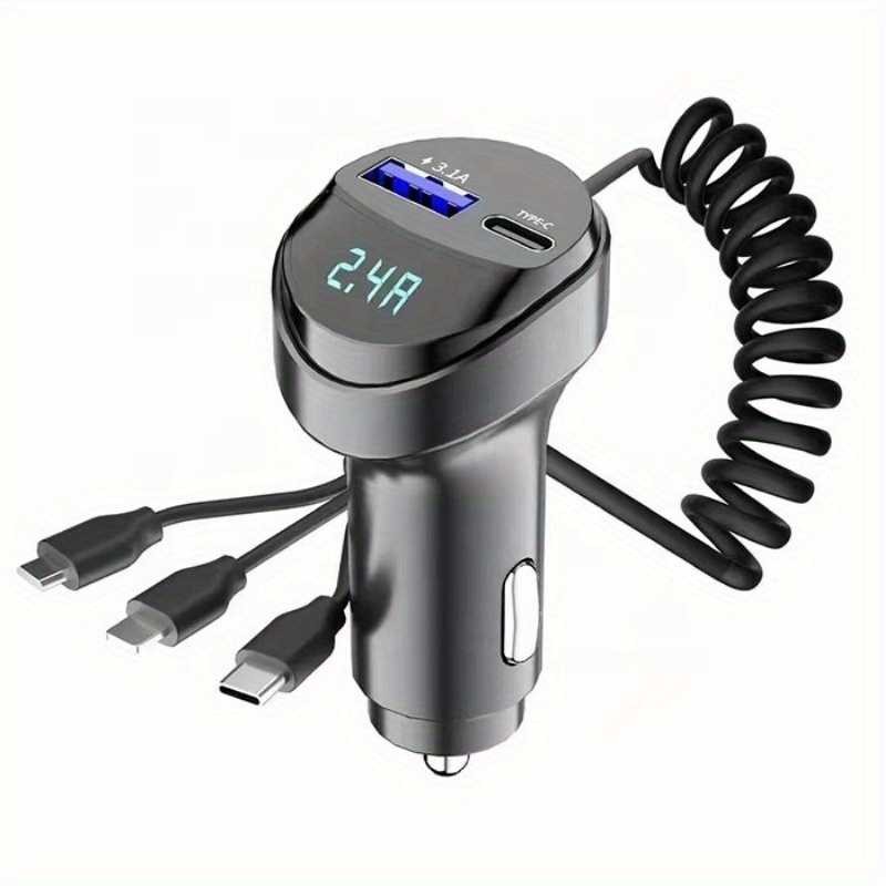 Cas Charger HP Mobil Fast Charging QC 3.1 USB Tipe A USB Tipe C PD Monitor Aki Dengan Kabel Micro US