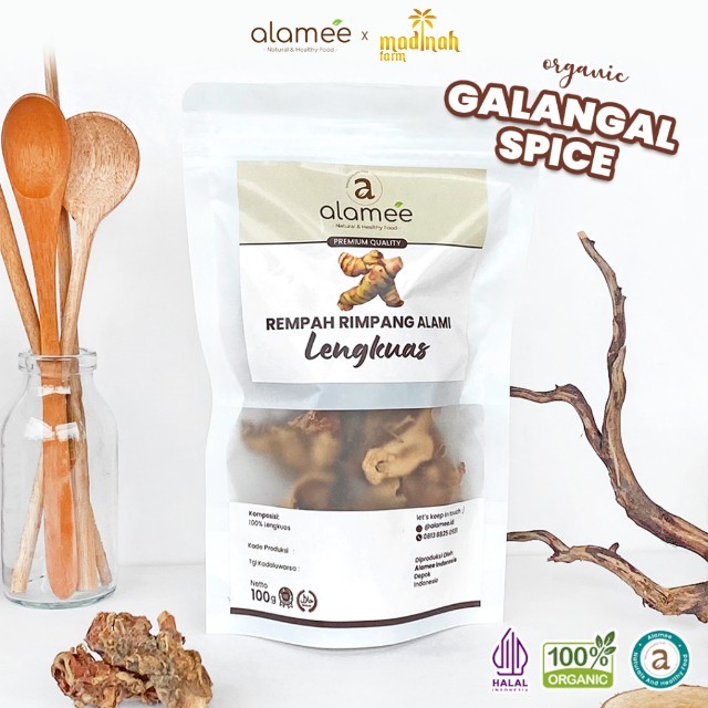 

ALAMEE Lengkuas Kering Dried Galangal Iris Rempah Organik Alami Bumbu Seasoning Masakan Masak 100gr madinah