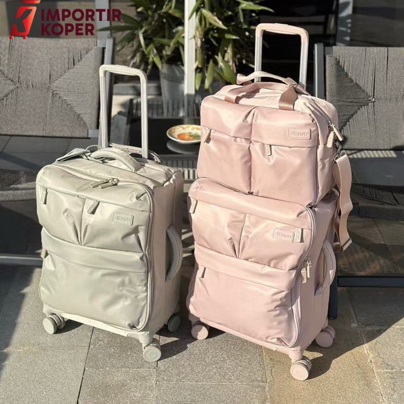 Importir Koper Joshee Airway Two Pocket Series 20 Inch Kabin Kain Nylon Premium Suitcase Travel