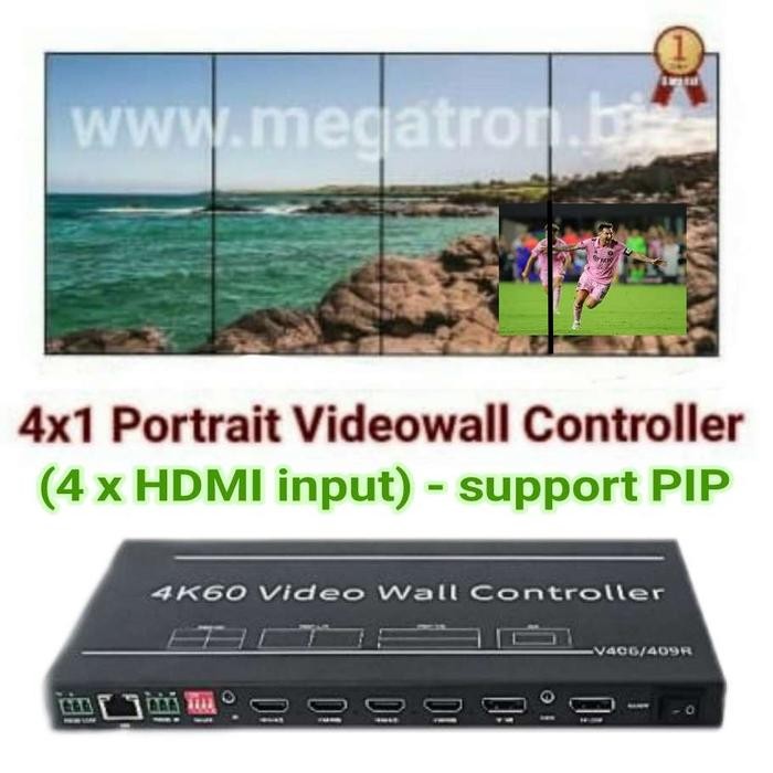 Portrait Video Wall Controller (Input: HDMI) - Support 4x1 3x1 2x1 2x2
