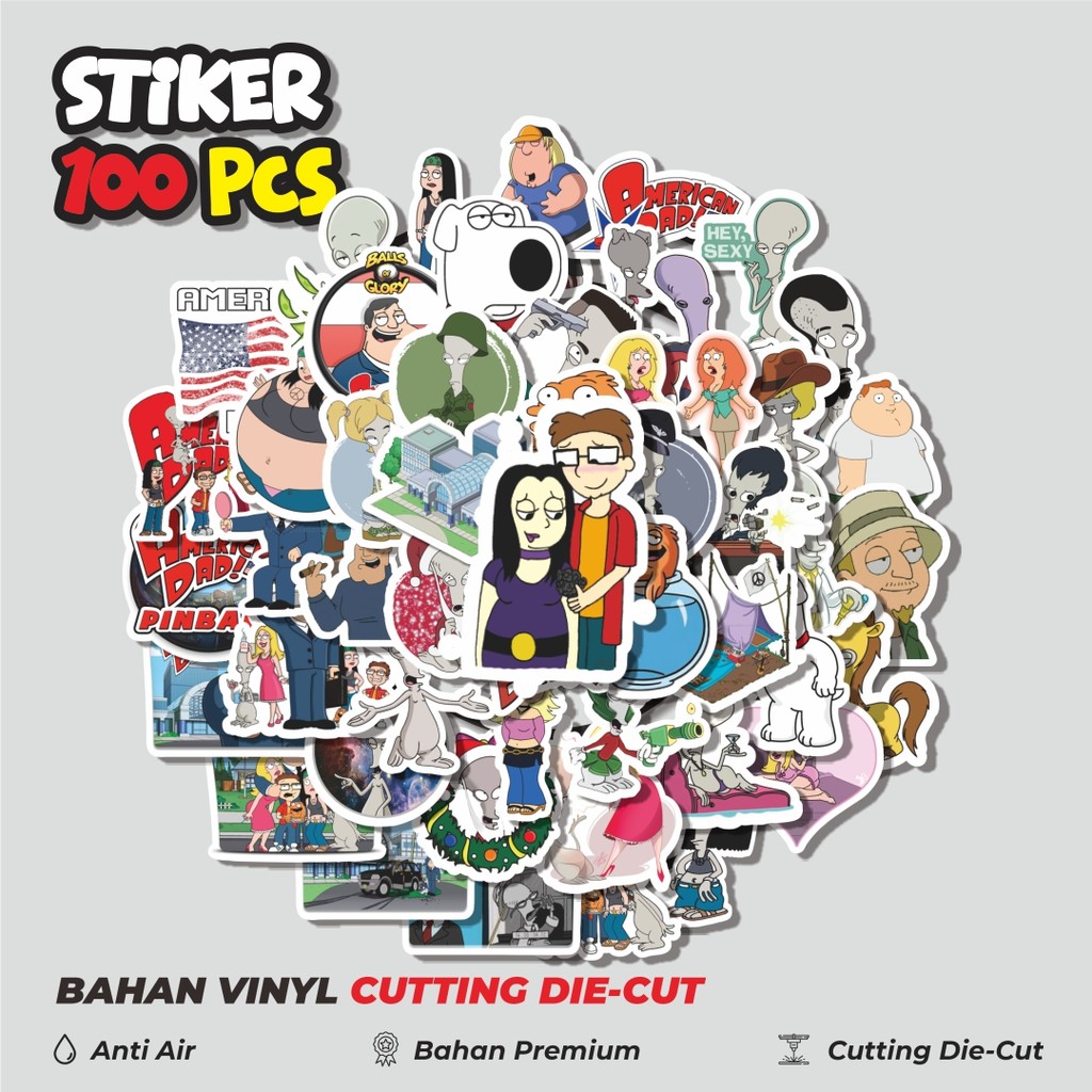 

Terbaru! 50 pcs Stiker Kartun American Dad [ Ayah Amerika] Dekorasi Lucu Kreatif untuk Notebook, Skateboard, HP