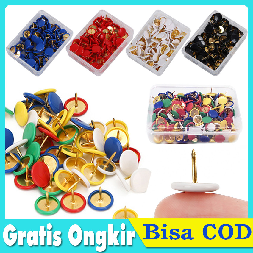

Paku Payung Kepala Rata 100pcs - Paku Pin Plastik Warna Warni