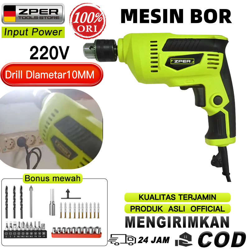 ZPER Steker Kabel Mesin bor Bor tangan listrik Bor beton Bor tembok alat bor termurah Obeng bor kayu
