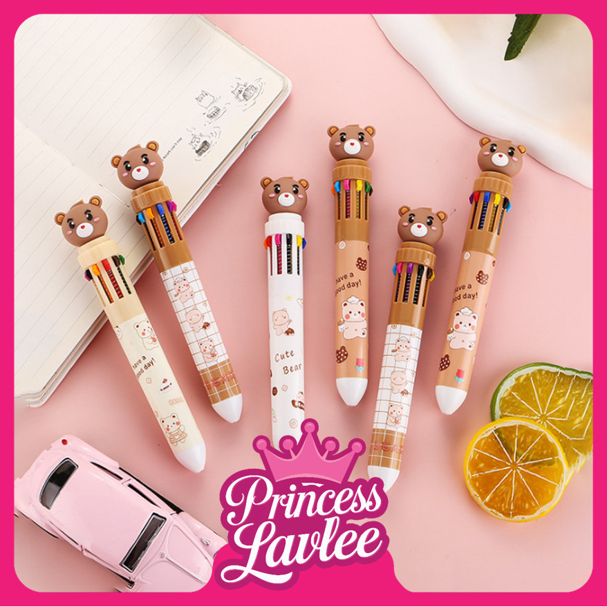 

PL S6271 Bulpen Karakter Teddy Lucu 10 Warna Tinta Pulpen Mekanik 10 Warna Motif Teddy Bear