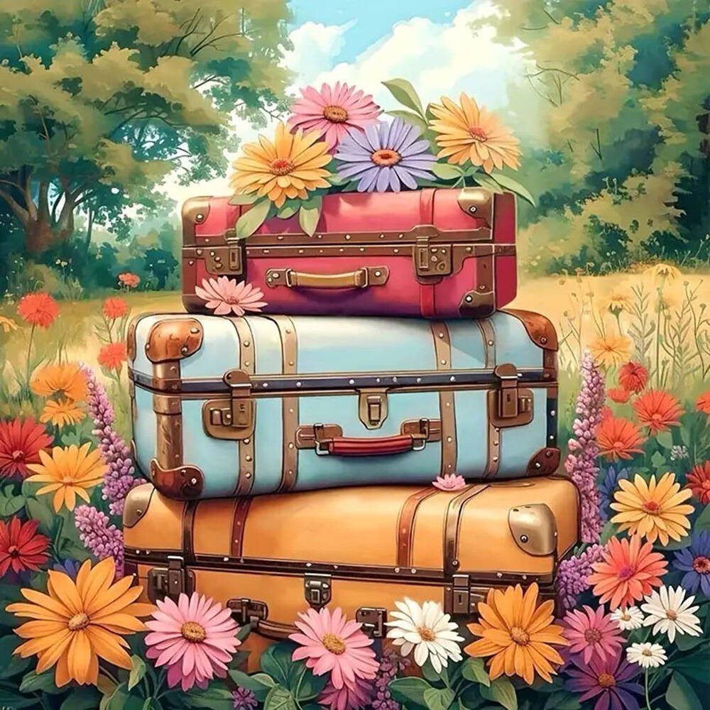 

EverShine Diamond Painting Luggage Landscape Full Layout Diamond Embroidery Scenery Flower New Collection 2025 Home Leisure Gift