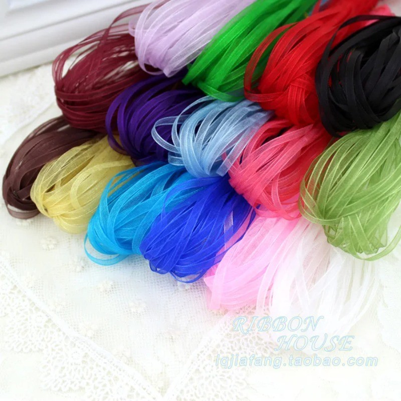 

Selling (10Meters) 6mm Width Organza Chiffon Ribbon Wedding Party Decor Gift Wrapping New Year Apparel Sewing Fabric Ribbon