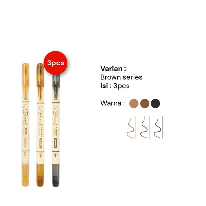 

Promo 3 Pcs Twin Marker Dua Brush Pen - Brush Pen - Fine Tip - Bue
