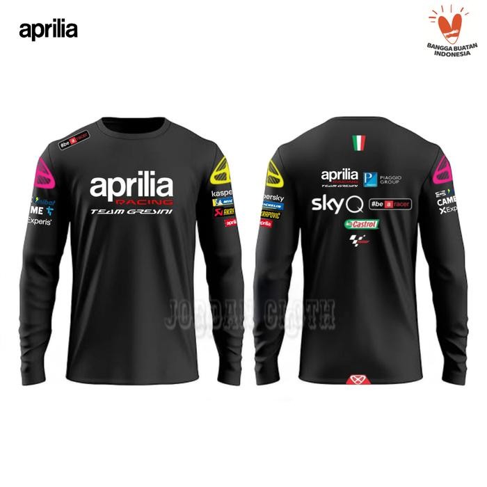 Longsleeve Tshirt Baju Kaos Lengan Panjang Aprilia Racing Team Gresini MotoGP Kaos Motor Kaos Big Si