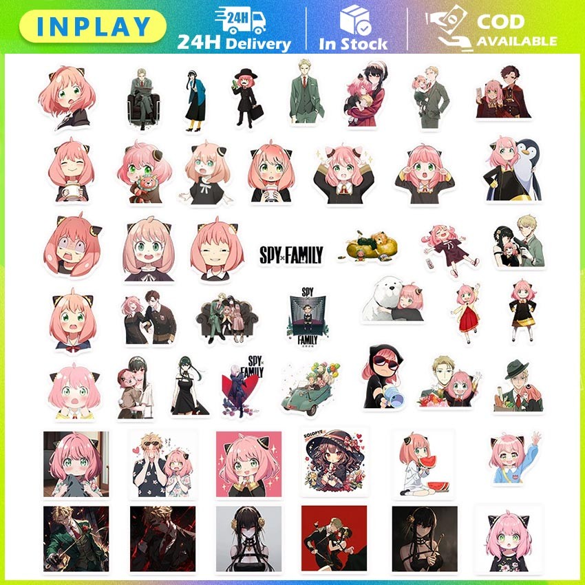 

Spy x Family Stiker Anime Lucu 50PCS / Motif Anya Forger untuk Dekorasi Kreatif Buku Harian, Casing HP & Laptop