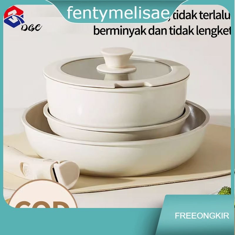DGC Wajan Rumah Tangga Premium Set Granit Antilengket Peralatan Masak Dapur Gagang Dapat Dilepas