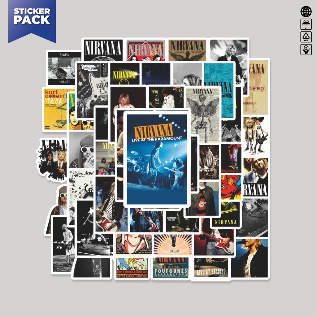 

[100PCS]Stiker Pack Stiker Poster Album Band Nirvana Aesthetic Vinyl Anti Air Dekorasi Sticker Laptop Buku Journal Koper Helm Casing HP Gitar Helm Skateboard