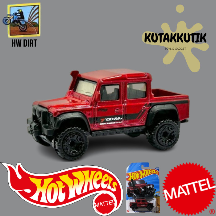 Promo Hotwheels Mobil Jip Militer 15 Land Rover Defender Double Cab Merah Yokohama Lot J 2025 Hw